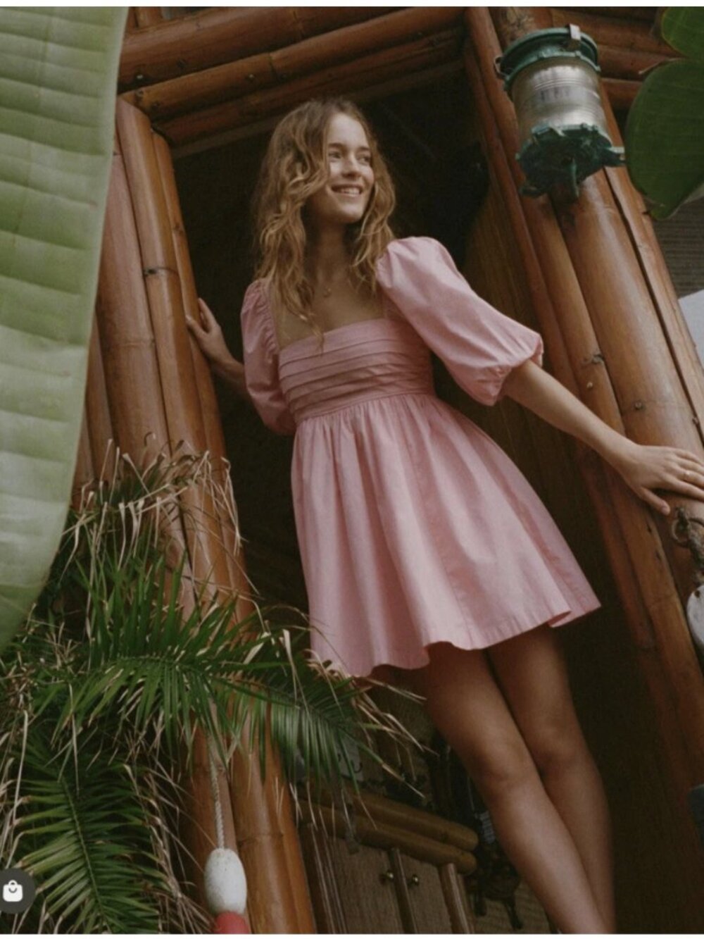 NWT Abercrombie & Fitch Emerson Poplin Puff Sleeve Mini Dress XS Light Pink - Picture 2 of 16